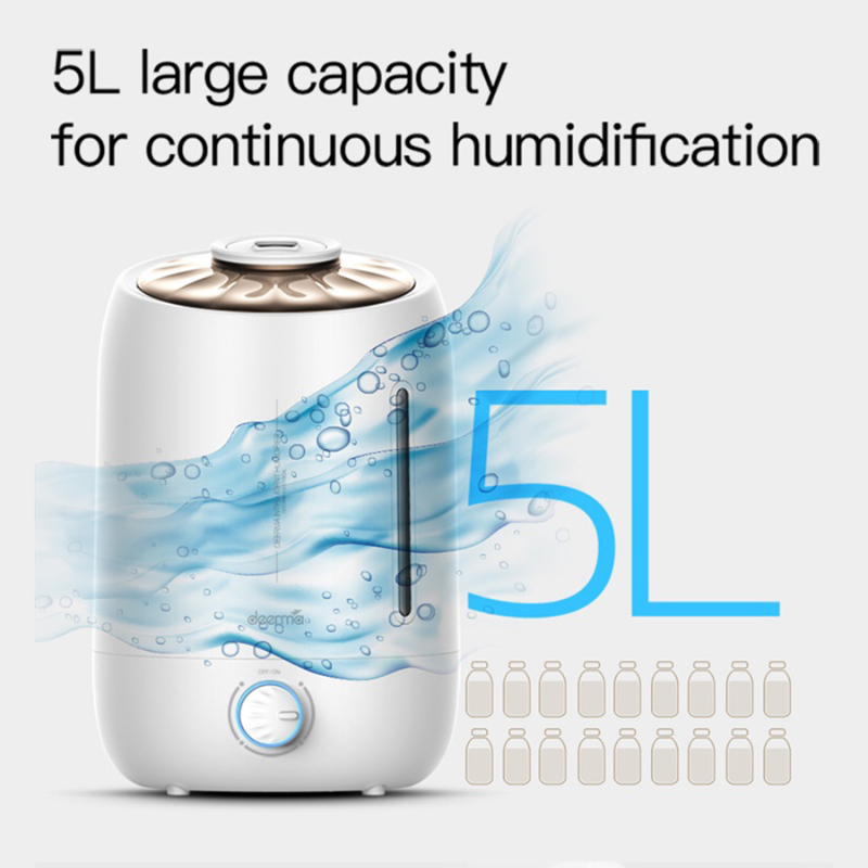 Deerma F500 Ultrasonic Humidifier 5L Manual Air Purifier Rotatable Mist Nozzle Quiet Operation With Activated Carbon Filter, Global Version