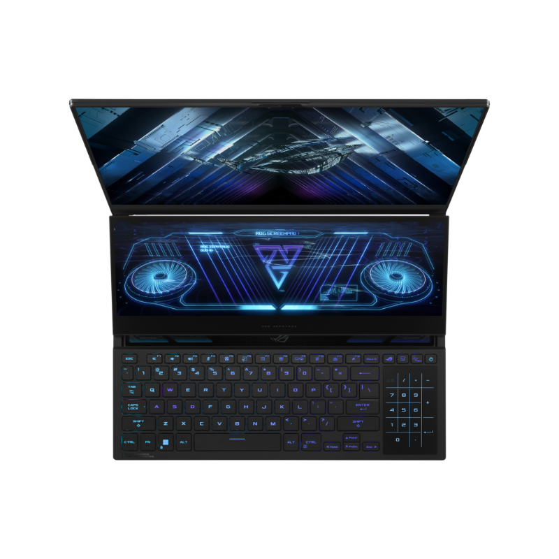 ASUS ROG Zephyrus Duo 16 (2023) GX650 Gaming Laptop, 16.0” QHD+ 240hz ROG Nebula HDR Display (MiniLED), AMD Ryzen™ 9 7945HX, 32GB RAM, 2T SSD, 16GB NVIDIA® GeForce RTX™ 4090 Graphics, Window 11 Home, English-Arabic Keyboard, Black, GX650PY-NM048W