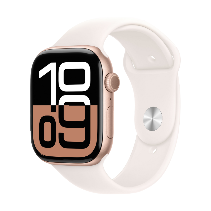 Apple Watch Series 10 GPS + Cellular 42mm Rose Gold Aluminum Case with Light blush Sport Band S/M, MWX93