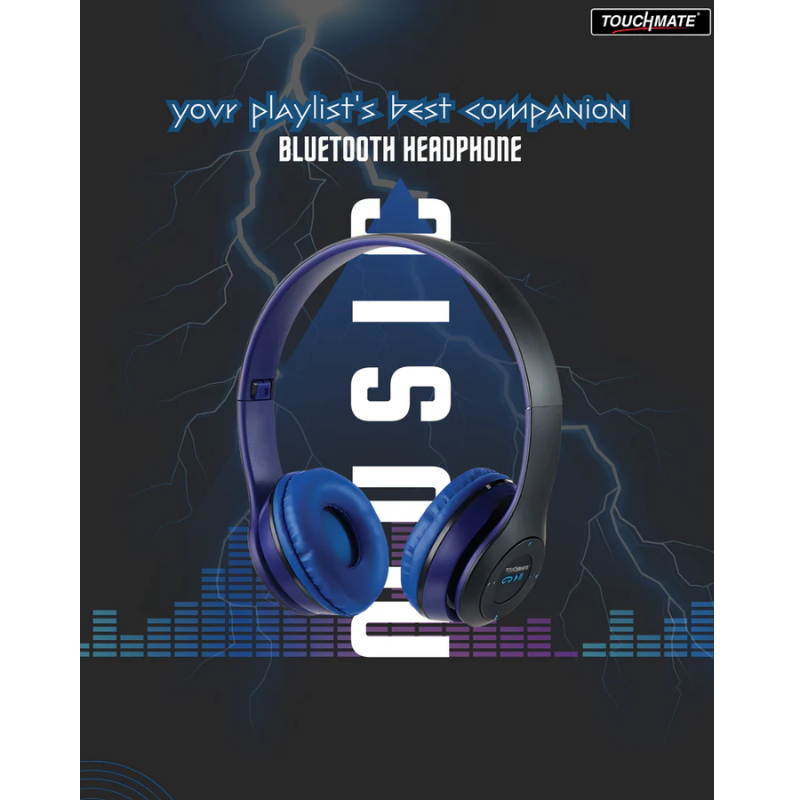 Bluetooth Headphone with Mic, FM, Aux & SD Card Slot, TM-BTH500