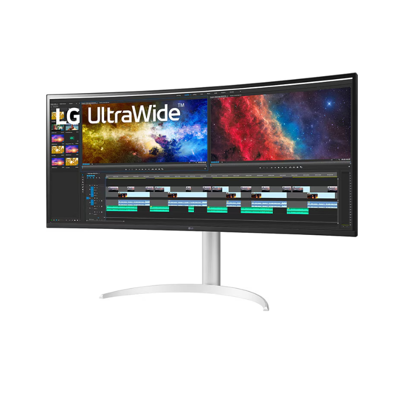 LG UltraWide Curved Monitor, 37.5" QHD+ IPS Display, 5ms Response Time, AMD FreeSync™, White, 38WP85C-W.AMA