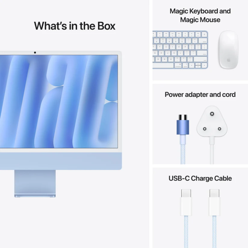 Apple 24" iMac AIO Desktop Computer with M4 Chip, 4.5K Retina Display, 8-Core CPU and 8-Core GPU, 16GB RAM, 256GB SSD, English Keyboard, MWUE3