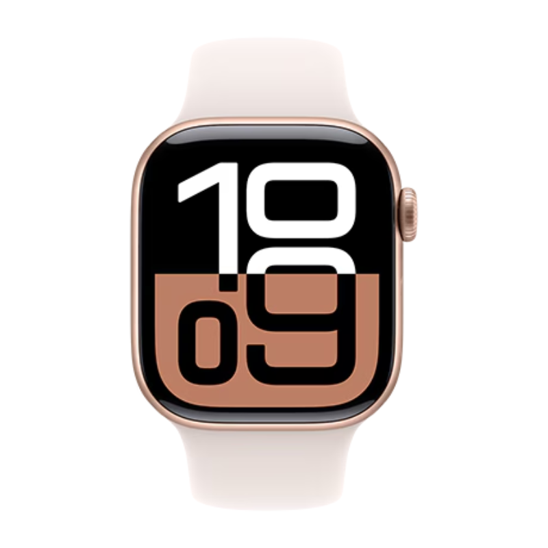 Apple Watch Series 10 GPS 46mm Rose Gold Aluminum Case with Light Blush Sport Band M/L, MWWU3