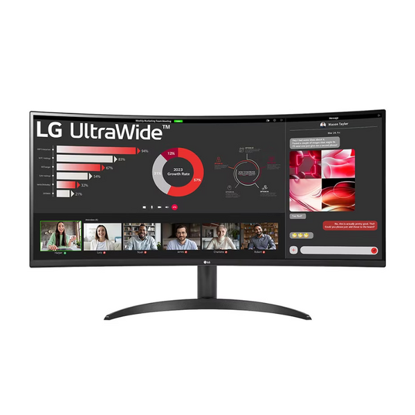 LG UltraWide Curved Monitor, 34" WQHD  Display, 100Hz Refresh Rate & 5ms Response Time, AMD FreeSync™, Black, 34WR50QC-B.AMA