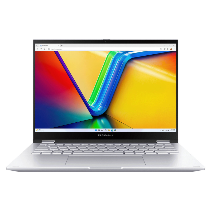 Asus Vivobook S 14 Flip (TP3402VA), 14" Touch N' Flip WUXGA Display, Intel® Core™ i5-1335U, 8GB RAM, 512GB SSD, Intel® UHD Graphics, English-Arabic Keyboard, Windows 11 Home, Cool Silver, TP3402VA-LZ255W