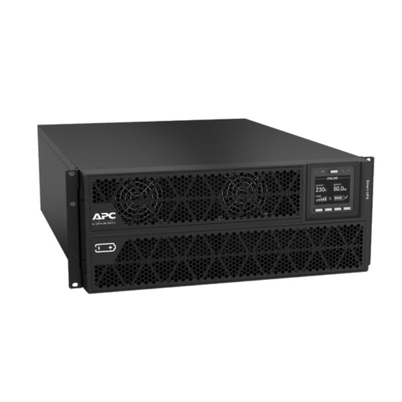 APC Smart-UPS On-Line, 5kVA/5kW, Rack/Tower, 230V, 2x IEC C13+1x IEC C19+Hard wire 3-wire (H+N+E) outlets, Network Card, W/O rail kit, SRTG5KXLI