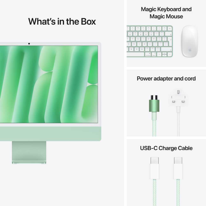 Apple 24" iMac MWV03 AIO Desktop Computer with M4 Chip, 4.5K Retina Display, 10-Core CPU and 10-Core GPU, 16GB RAM, 512GB SSD, English Keyboard