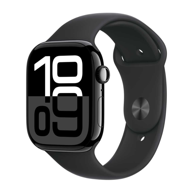 Apple Watch Series 10 GPS 46mm Jet Black Aluminum Case with Black Sport Band M/L, MWWQ3