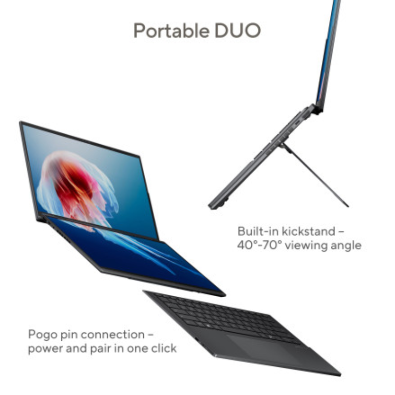 Asus ASUS Zenbook Duo (UX8406CA) 2025, 14" 3K OLED Dual Touch Display, Intel Core Ultra 7, 32GB RAM, 1T SSD, Intel Arc Graphics, English-Arabic Keyboard, Windows 11 Home, UX8406CA-OLED7