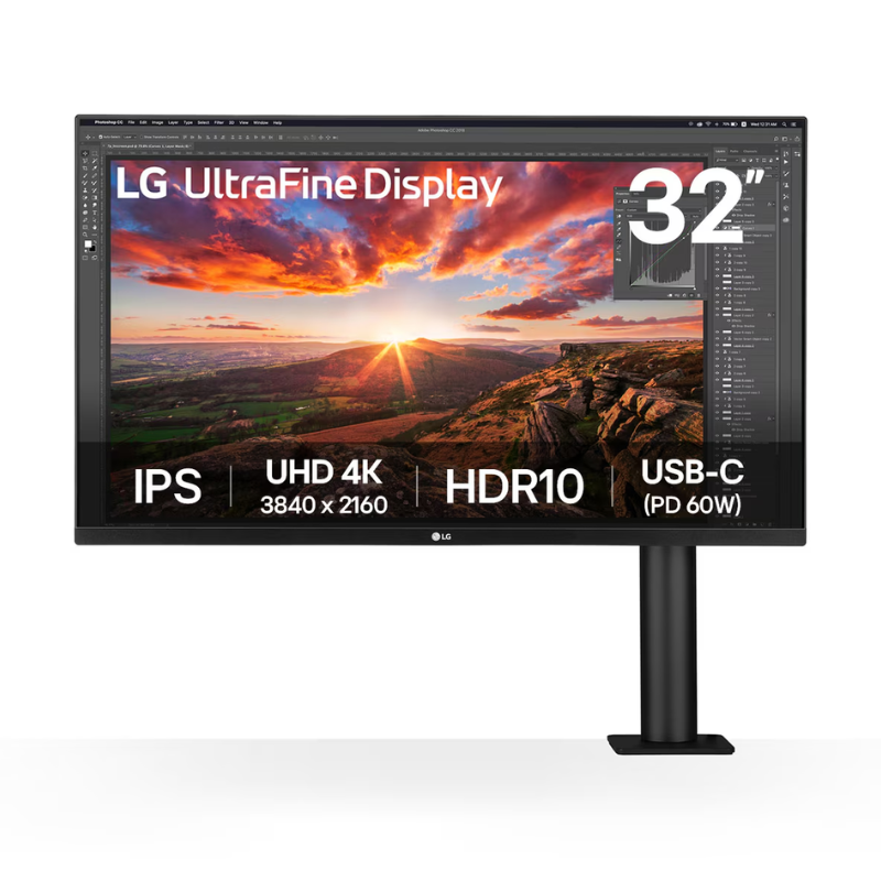 LG 31.5" UHD 4K Ergo IPS Monitor with USB-C, 32UN880K-B